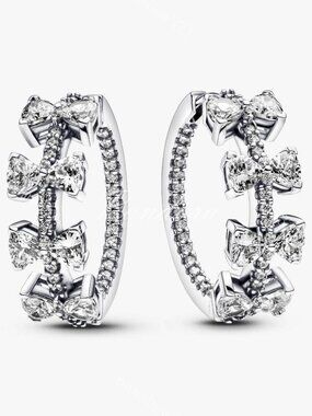 Pandora Sparkling Bow Row Hoop Earrings